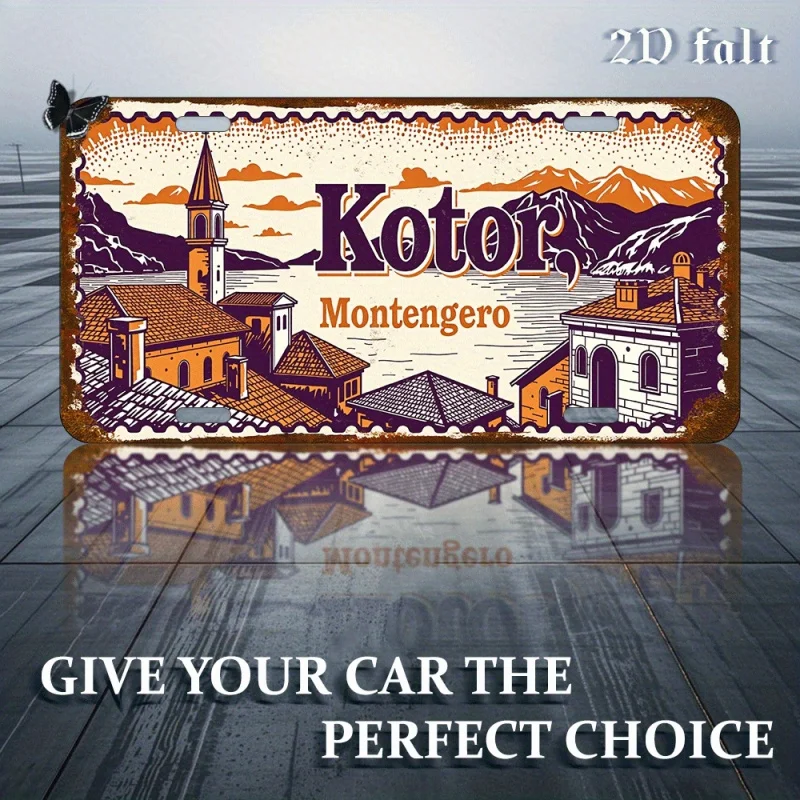 لافتة فنية جدارية معدنية مسطحة من الألومنيوم بتصميم كلاسيكي ثنائي الأبعاد - طباعة عالية الدقة لمنظر طبيعي كوتور مونتيني، ديكور متين على الطراز الصناعي للمكتب المنزلي #1