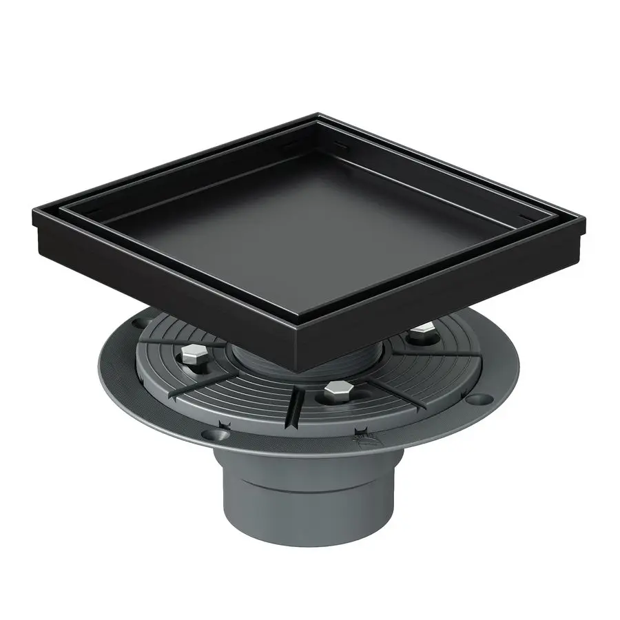 

Квадратный душевой трап 6 дюймов со съемной решеткой под плитку, нержавеющая сталь 304, в комплекте с ПВХ-основанием и сеткой для волос, размер M