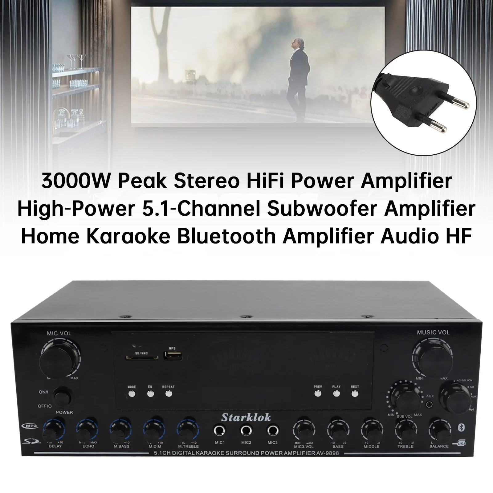 3000W Stereo HiFi Leistungsverstärker Hochleistungs 5.1-Kanal Subwoofer-Verstärker