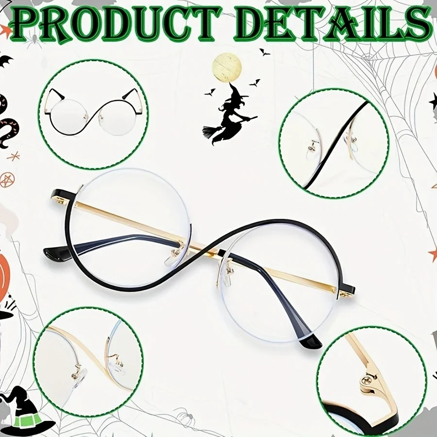 2-piece witch movie costume accessories, including witch green gloves and ladies glasses Halloween role-playing props role-playi