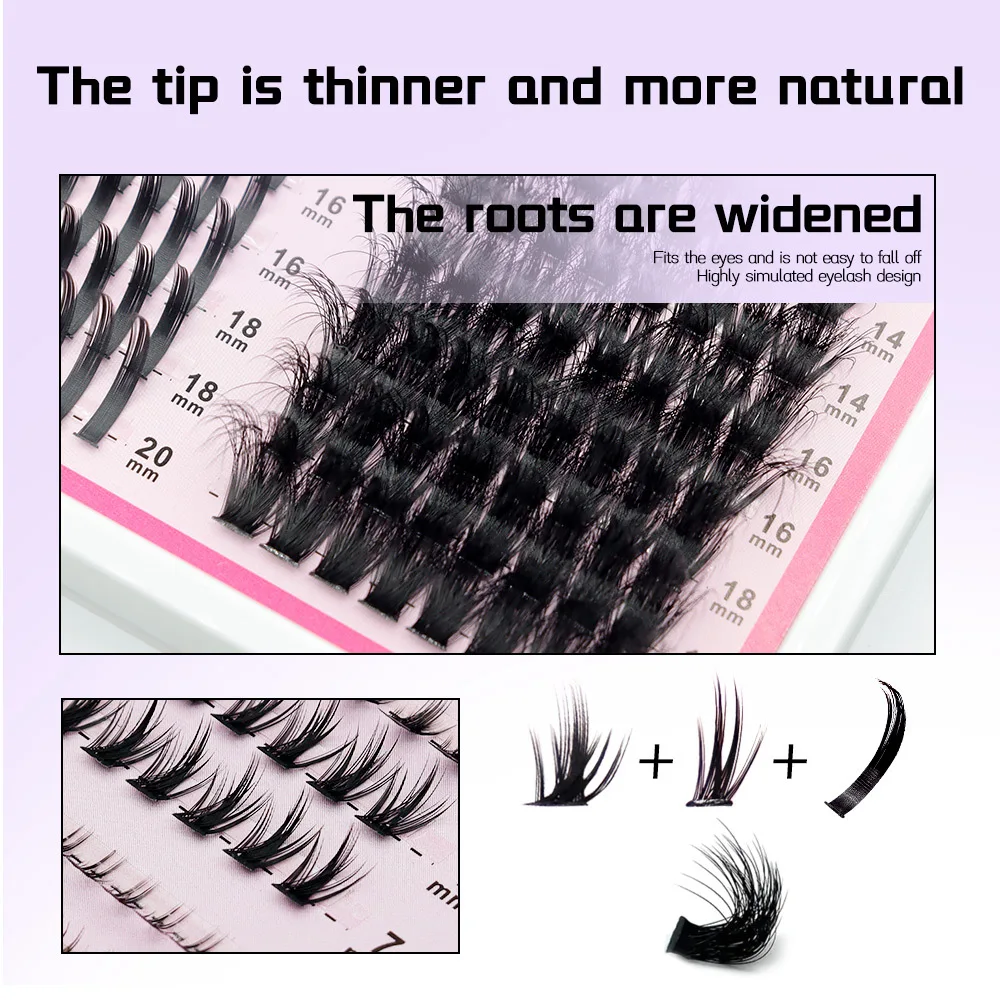 4 IN 1 Wimpernbüschel 200D-60D Lange 6-20mm Wimpernspikes Untere Wimpern Wiederverwendbare DIY Wimpernverlängerung Manga-Büschel – Detail 5