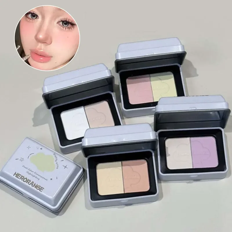 Heallor Two-tone two-tone blush highlight brightening skin Natural nude makeup pure white contouring one disc