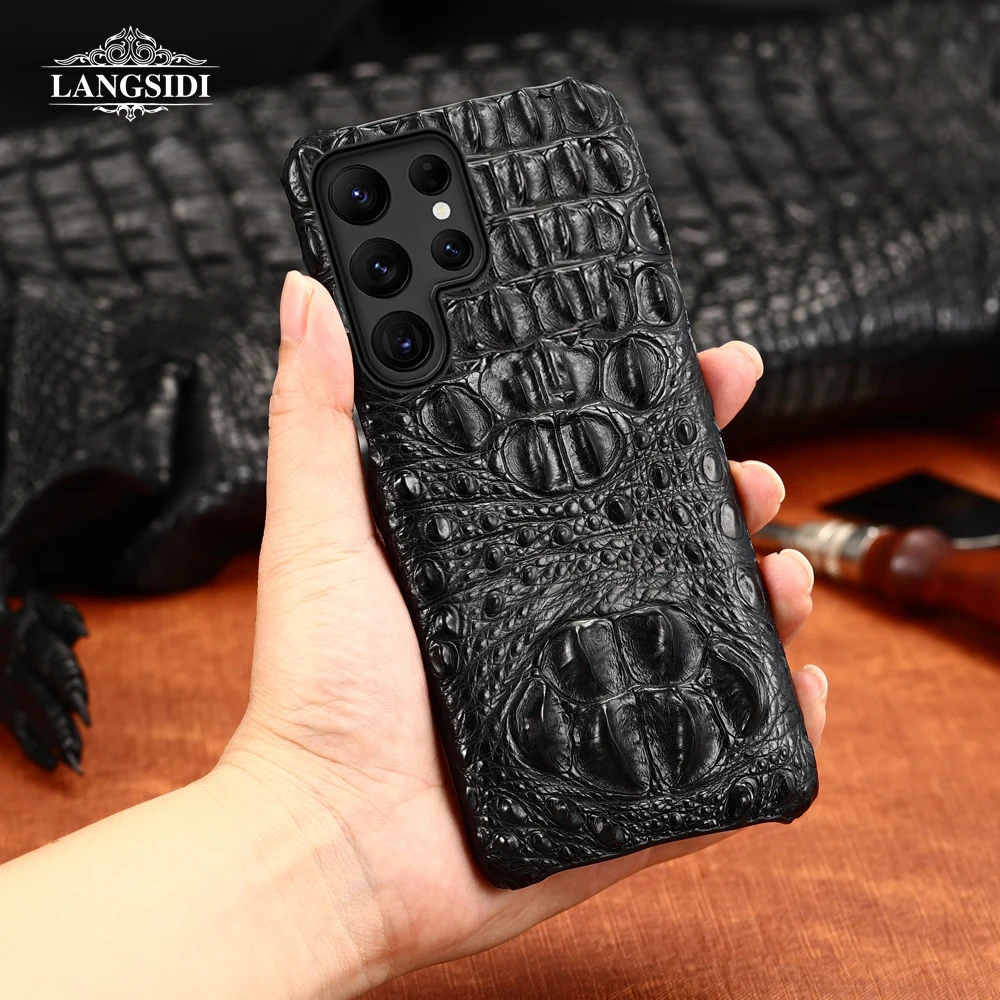 Luxury 100% Natural Crocodile Leather Case Cover For Samsung Galaxy S 24 S24 S22 S21 S23 Ultra Plus S23Ultra S24Ultra A55 5G