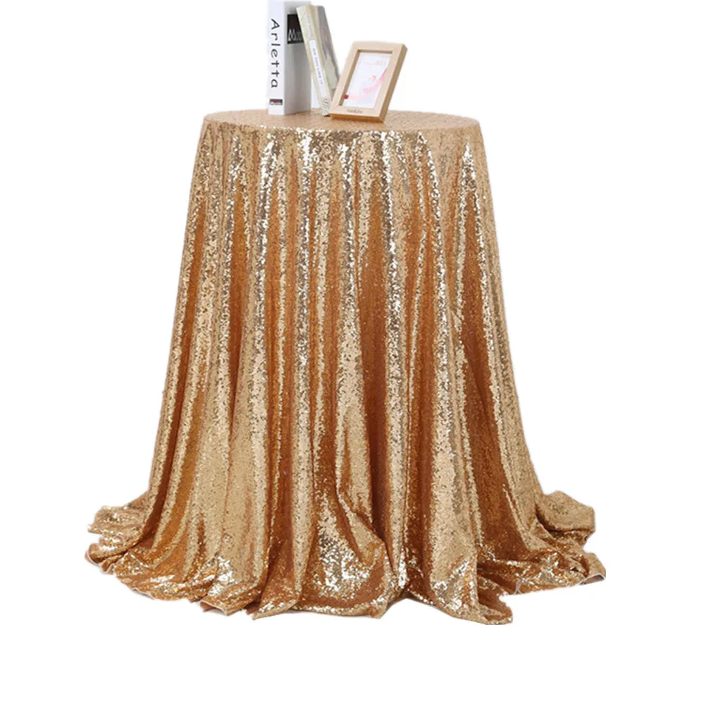 

Golden Sequin Tablecloth 1.2x1.2m Linen Sewn Sequins Sparkly Wedding Banquet Party Decoration Luxury Table Cover