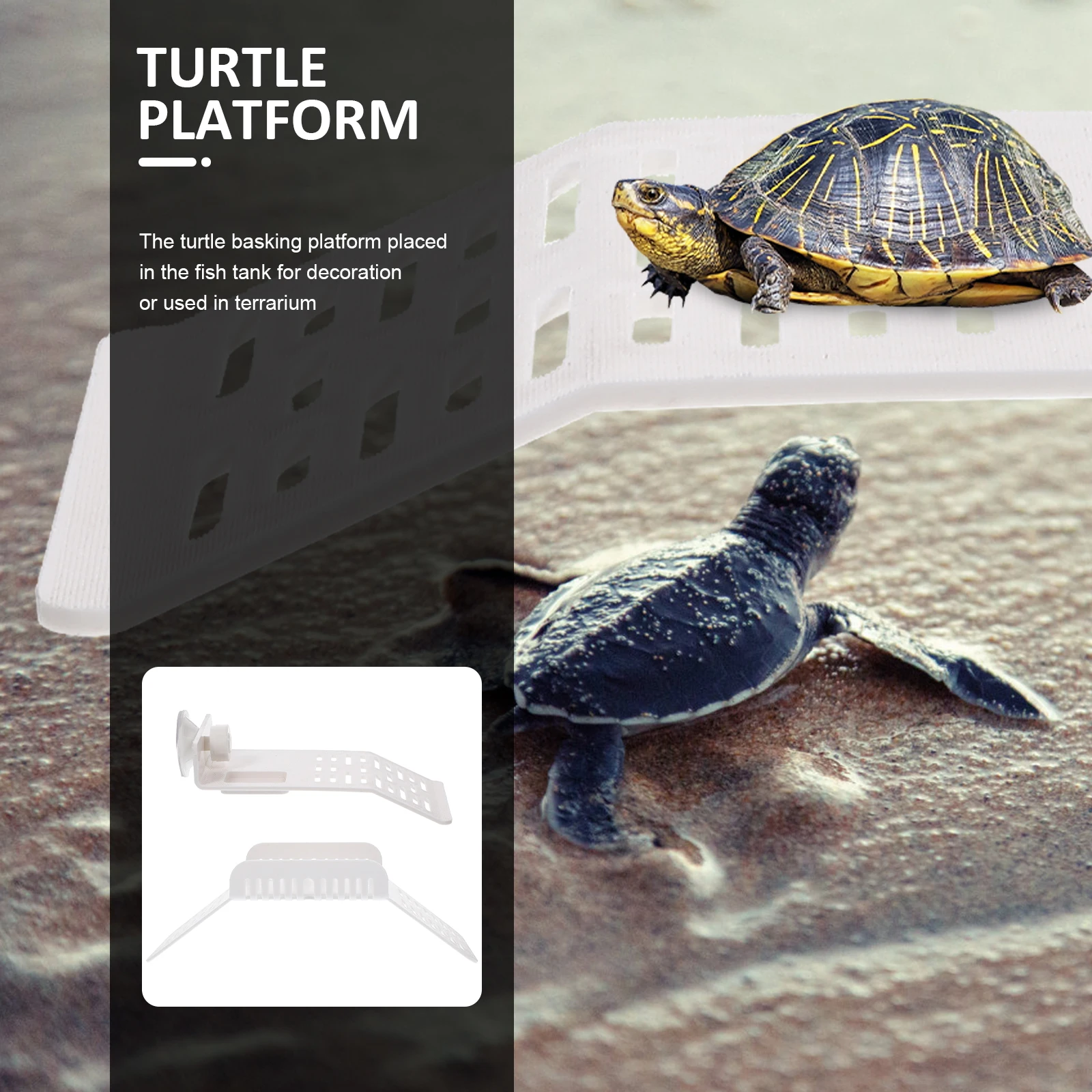 

2pcs Turtle Basking Platform Plastic Floating Terrarium Accessories Reptile Climbing Ramp Tank Toy Easy Clean Decor