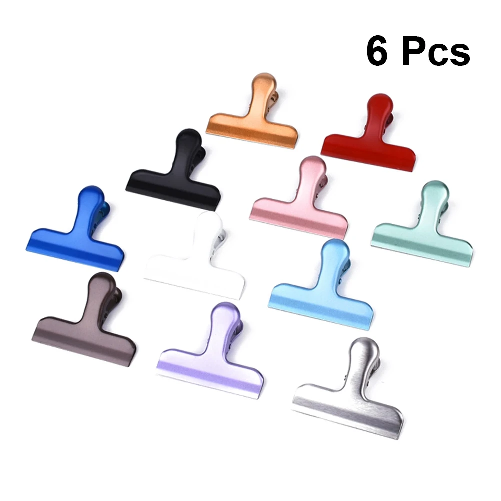 

6 pcs Food Stainless Steel Clips Stainless Steel Sealing Snacks Saver Home Kitchen Bag Clips Office Binding Solution