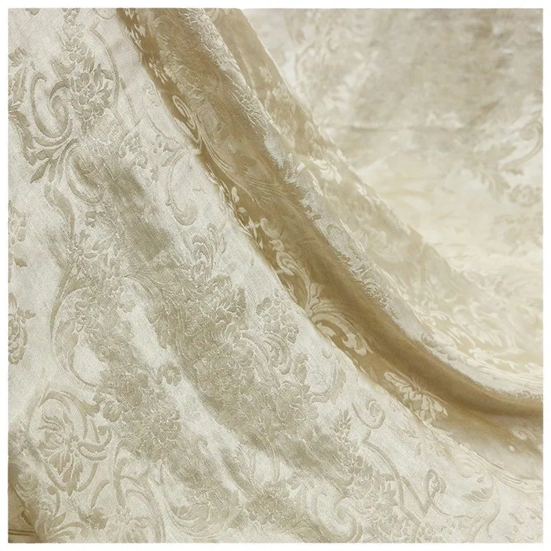 Traditional dirt-dyed and stir-fried silk jacquard satin fabric 6A intangible cultural heritage clothing designer