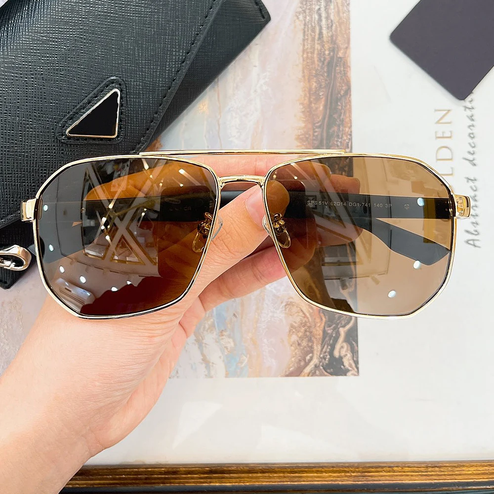 

2024 New Fashion Pilot Style Thick Acetate Men Women Sunglasses Model 51V Double Bridge Oval Frame Large Oversize Shades Lenses