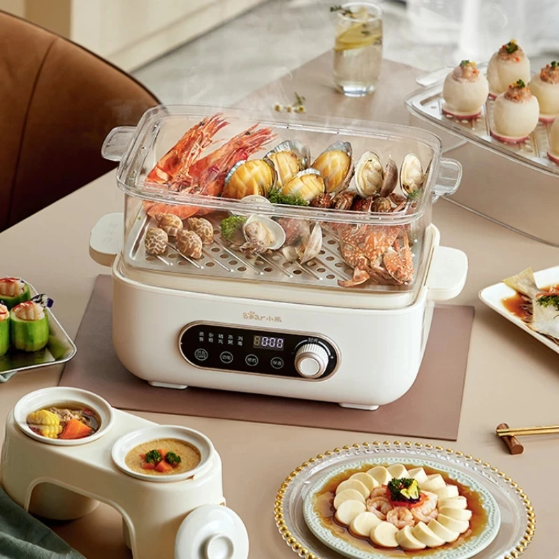 Бытовой электрический отпариватель Bear, устройство для приготовления пищи большой емкости, 12 л, устройство «Все в одном», Двухуровневый, многофункциональный