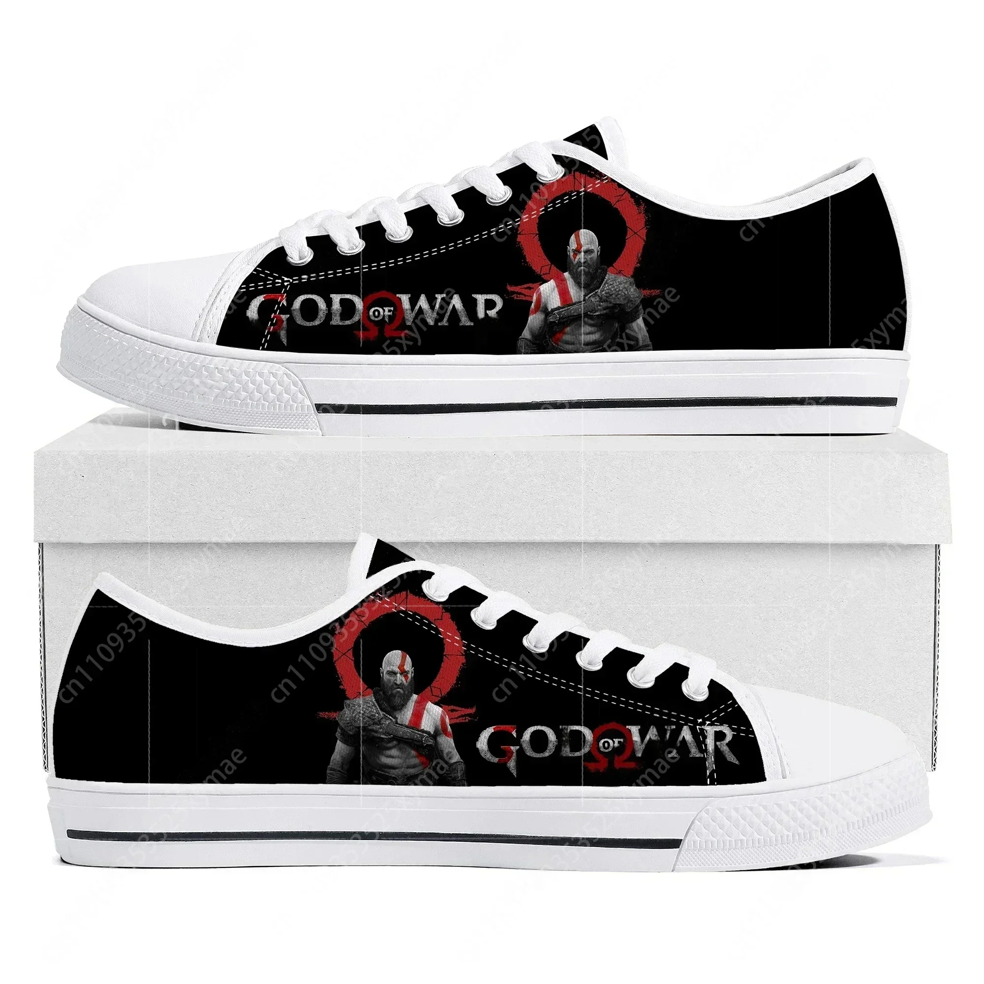 

God of War Low Top Sneakers Hot Cartoon Game Womens Mens Teenager Fashion Canvas Sneaker Couple Custom Built Shoes