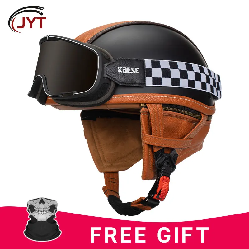 

Retro Half Face Helmet Motorcycle Helmet Vintage Low Profile Motorbike Helmet Men Women Unisex Scooter Cruiser MTB DOT Approve