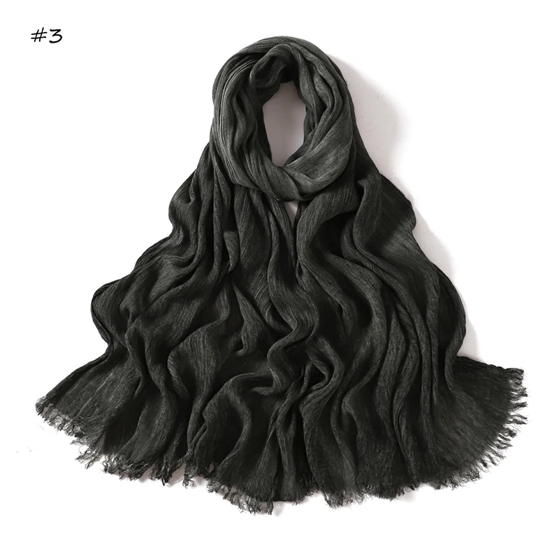 180*65cm Tie-dye Crinkle Rayon Hijabs für Frauen Muslimischen Schal Schals Plain Damen Atmungsaktive Stirnband Femme turban Ramanda – Detail 18
