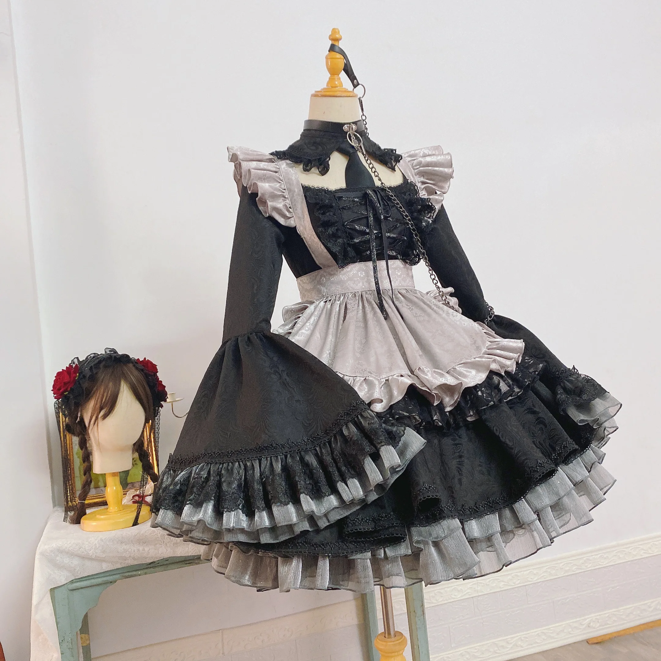 AGCOS Custom Size Kitagawa Marin Cosplay Costume Girl Christmas Lovely Maid Dress Uniforms Sets Wig Kitagawa Marin Cosplay