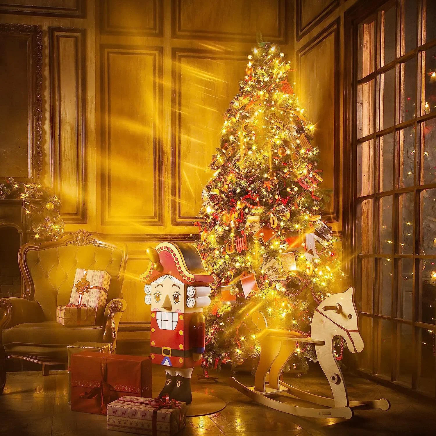 عيد الميلاد الديكور ستار سلسلة أضواء LED في الهواء الطلق ساحة شجرة عيد الميلاد القبعات العالية ستار ضوء شلال شجرة عطلة جارلاند الخفيفة