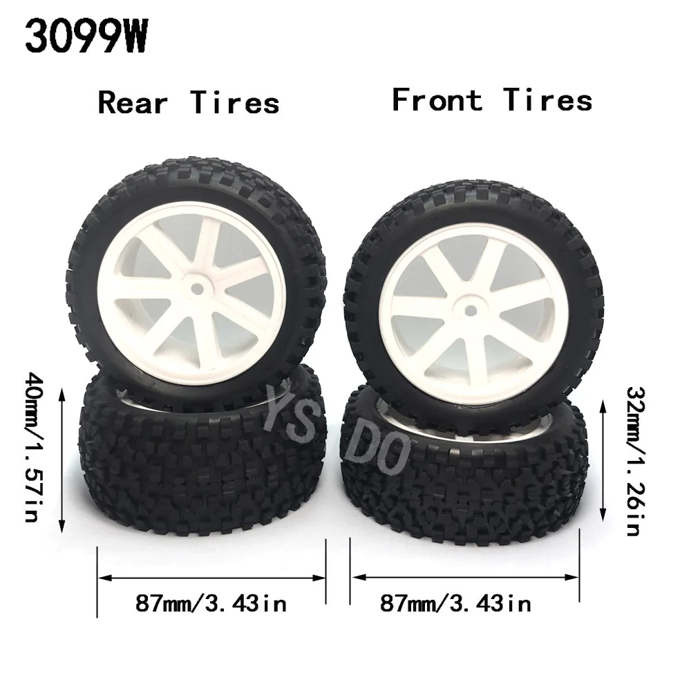 4PCS YSIDO 87mm Front Rear RC Car Tires Wheels For Redcat HPI HSP Traxxas ZD Racing RC 1/10 Off Road Buggy Car