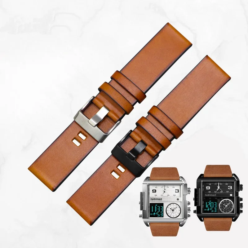 أحزمة ساعة من الجلد الطبيعي لسلسلة ديزل ريترو ، حزام مريح من جلد البقر ، جلد بقر مقاوم للعرق ، أنيق ، Dz4318 ، Dz7257 ، 22 ، 24 ، 26