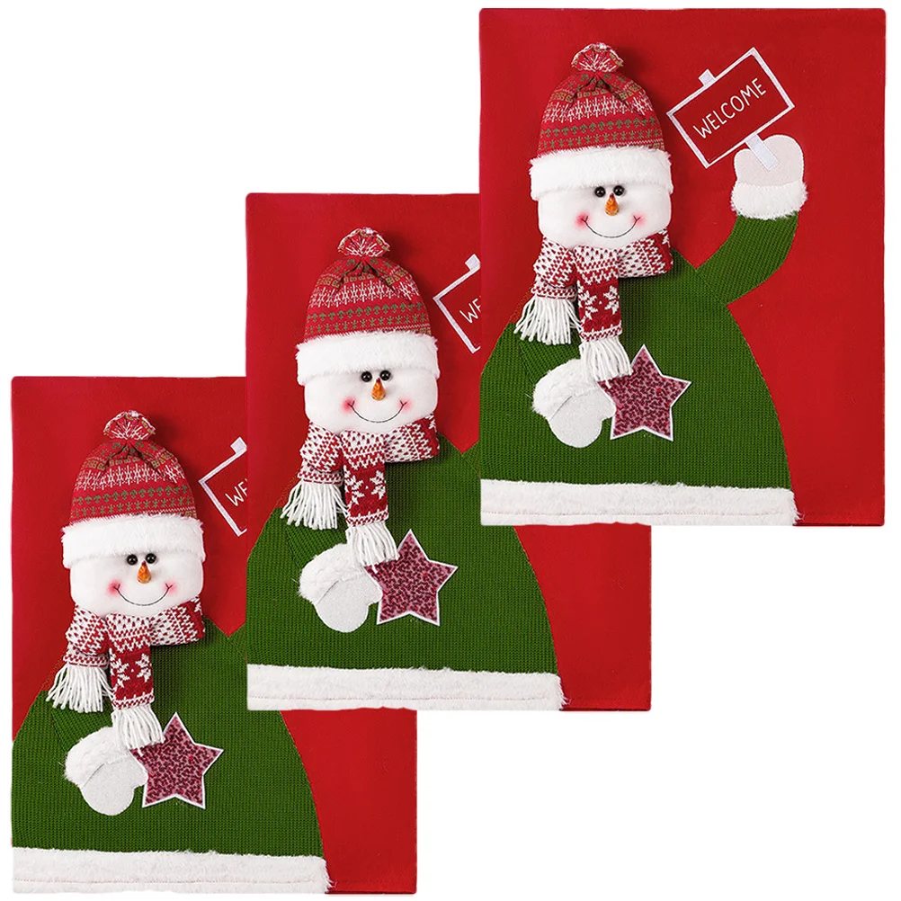 

Christmas Chair Back Covers Snowman Pattern Cloth Decorative Chair Covers for Holiday Party Dining Room Kitchen