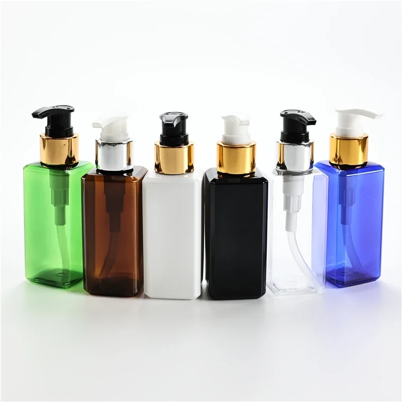 

120ML X 40 Square Plastic PET Lotion Bottles With Golden Press Pump Cosmetic Shampoo Shower Gel Portable Lotion Pump Containers