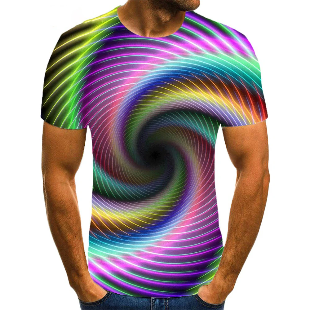 Rainbow 3D Print T-Shirts Men Women Vertigo Hypnotic Vortex T Shirt Short Sleeve Oversized Harajuku Y2k Tops Tees Kids Clothing - view 5