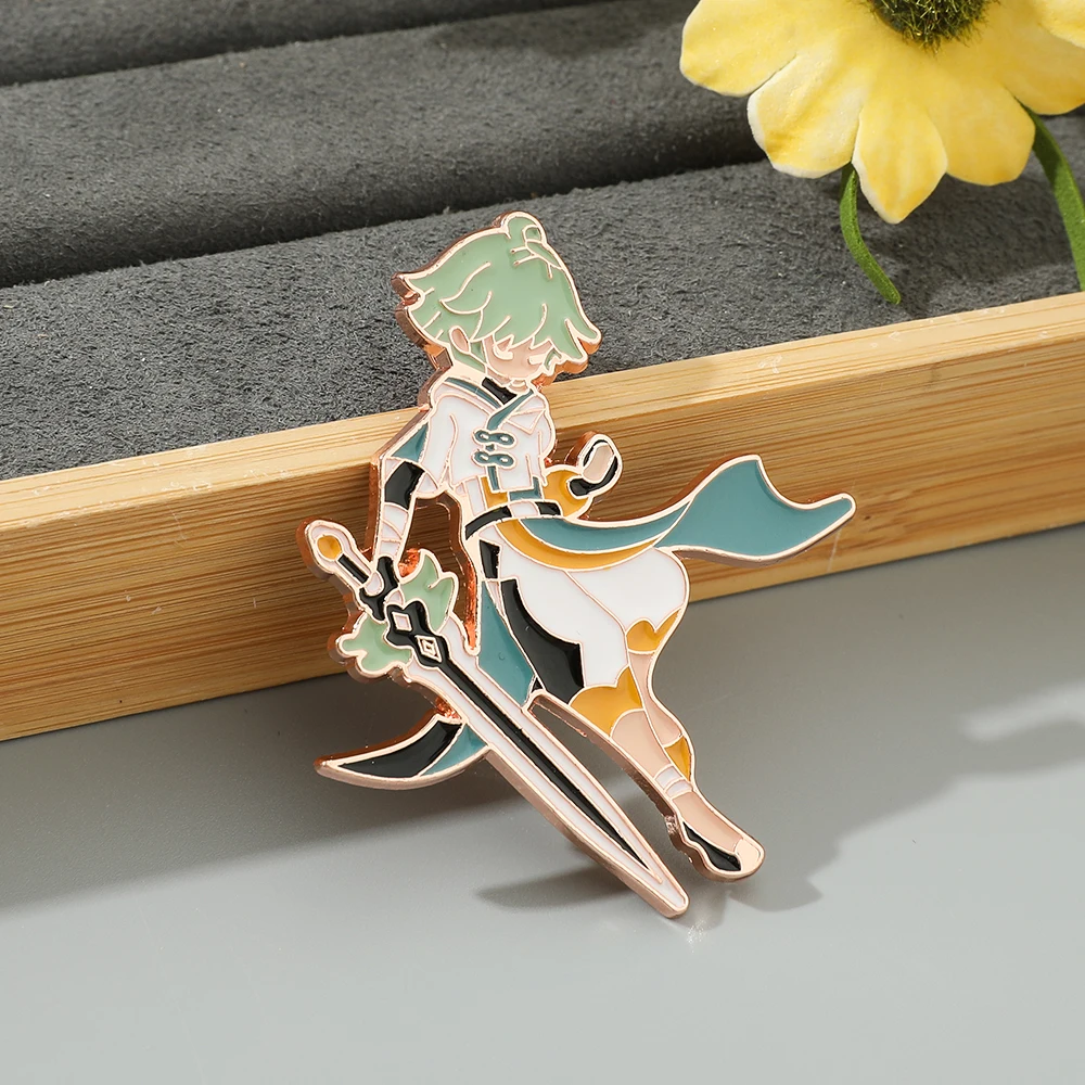 Genshin Impact อะนิเมะเกมเข็มกลัดโลหะ Zhongli Venti Xingqiu แฟชั่นปุ่ม Badge สําหรับกระเป๋าถือเสื้อผ้า Tie CAP Pins อุปกรณ์เสริม