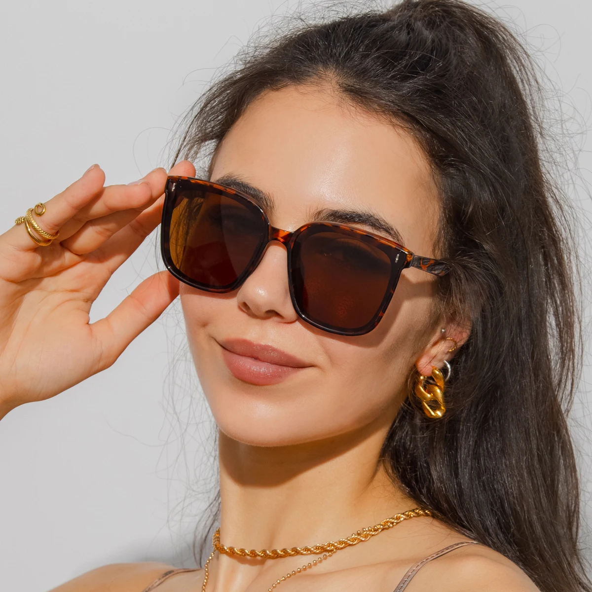 Moda óculos de sol feminino masculino estilo na moda óculos de sol quadrados proteção uv400 streetwear eyewear