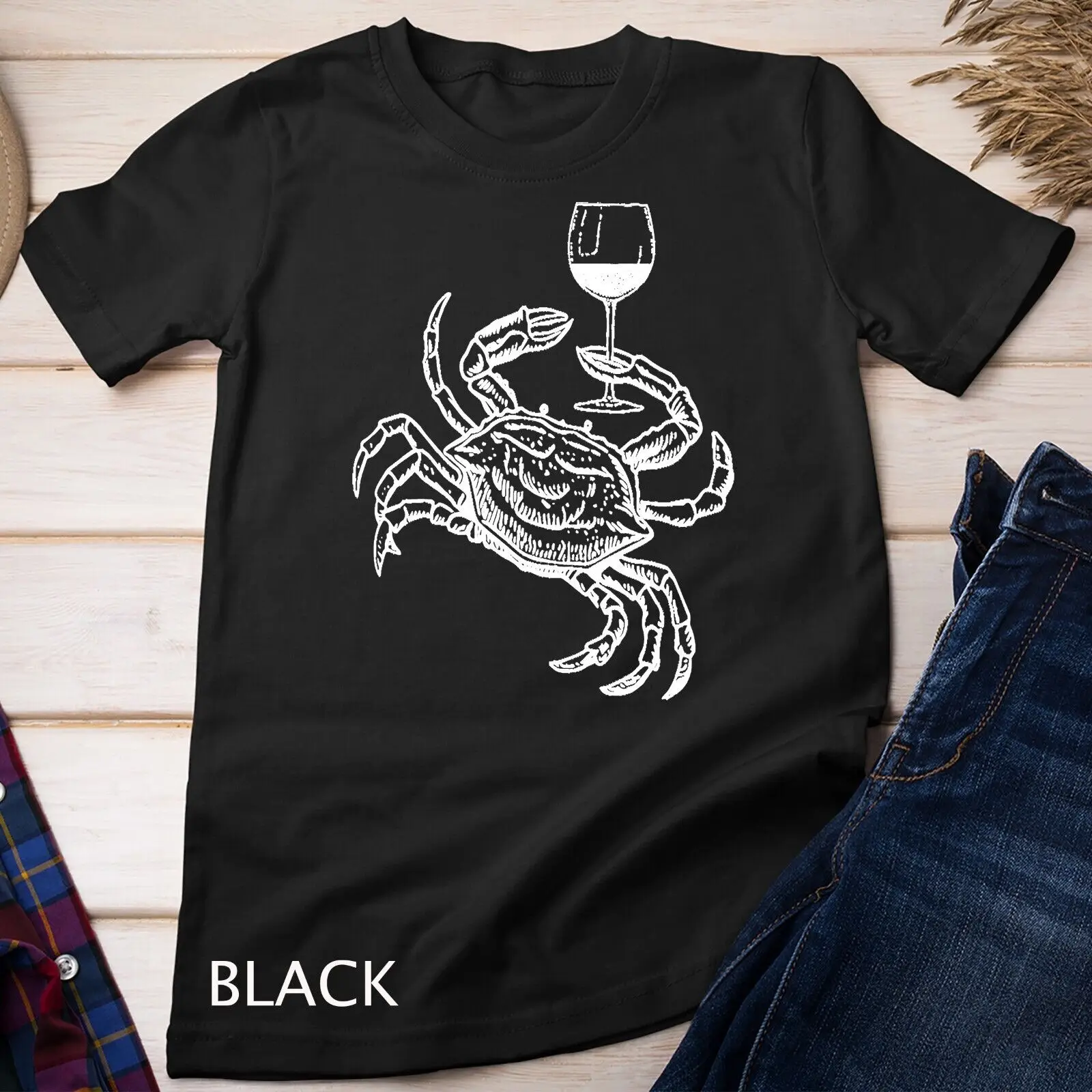 

Wine Crab Ocean Lovers Shirt Drinking Gift Vacation Cruise Unisex T-shirt