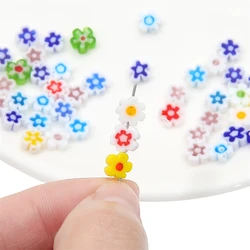 10pcs 6mm Handmade Colorful Lampwork Glass Plum Blossom Flower Beads for Keychain Bracelet Earring DIY Jewelry Craft Making
