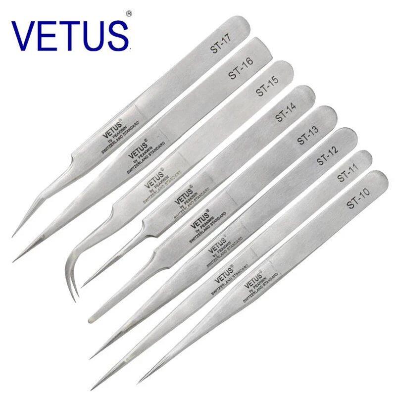 VETUS ST High Hardness Stainless Steel Tweezers Precision Anti Magnetic Tool for Maintenance Beauty Bird Nest Processing