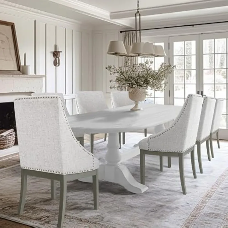 Upholstered Dining Chair, Neutral Textured Solid