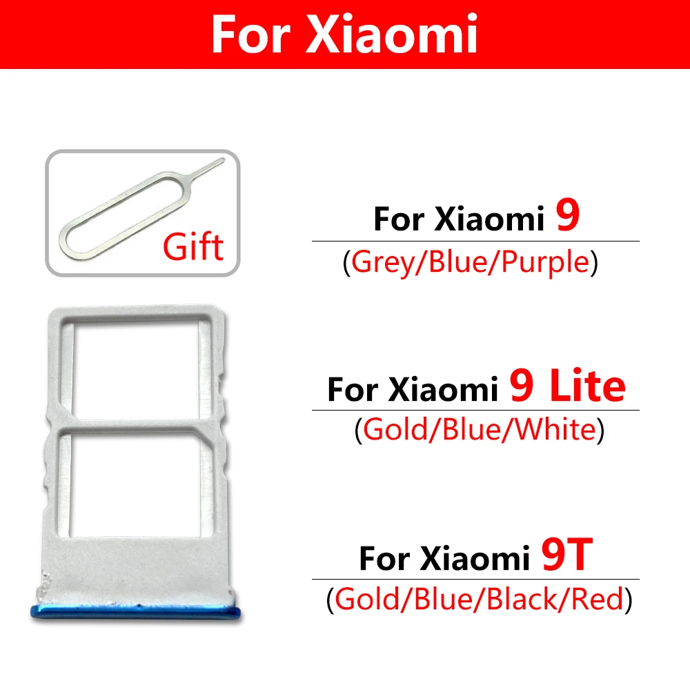 NEW Replacement SIM Card Chip Slot Drawer SD Card Tray Holder Adapter Accessories For Xiaomi Mi 9T Mi 9 Mi 9 Lite + Pin