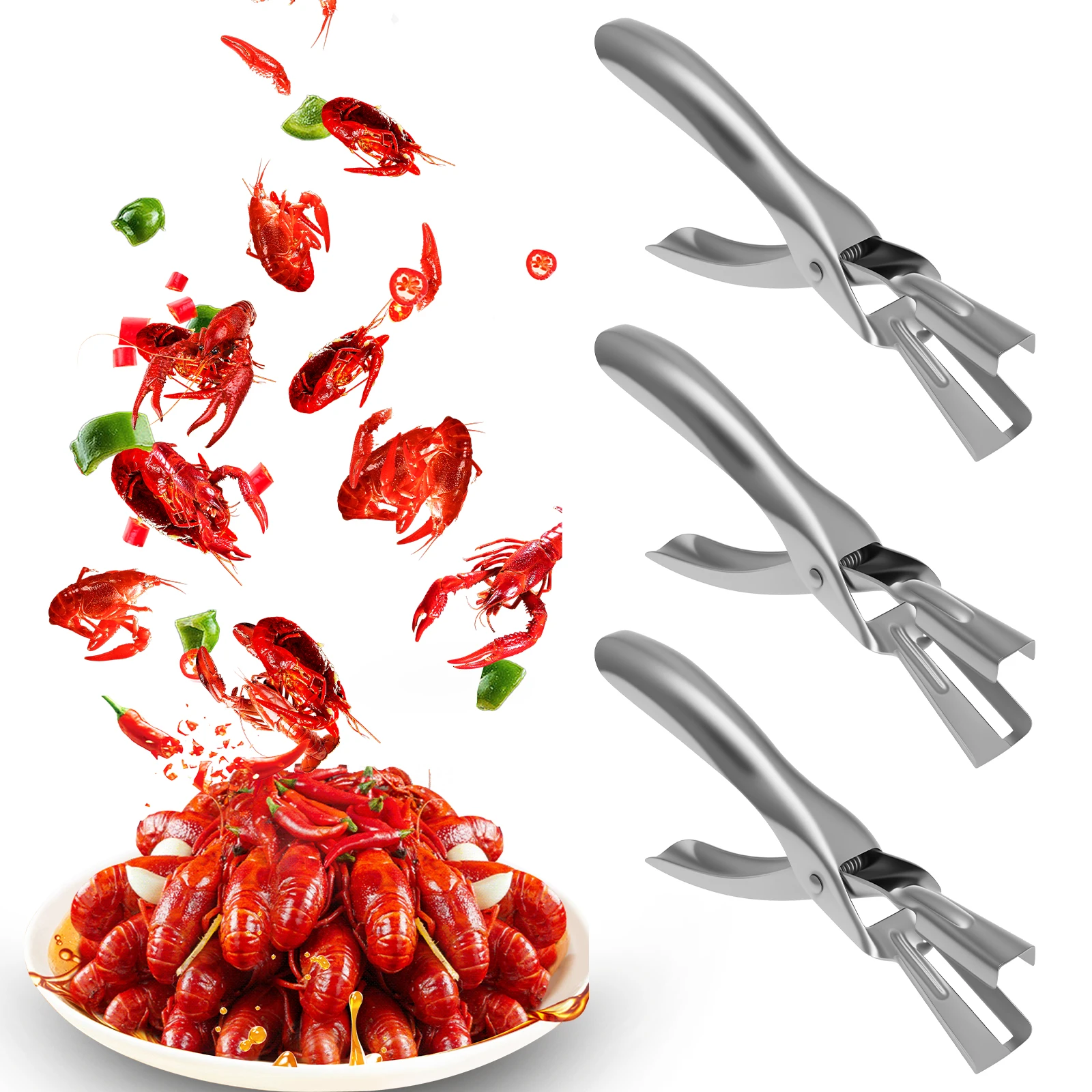 

3 Pcs Crawfish Peeler Stainless Steel Crawfish Sheller Tool Efficient Crayfish Peeler for Home Gathering Holiday Seafood Party