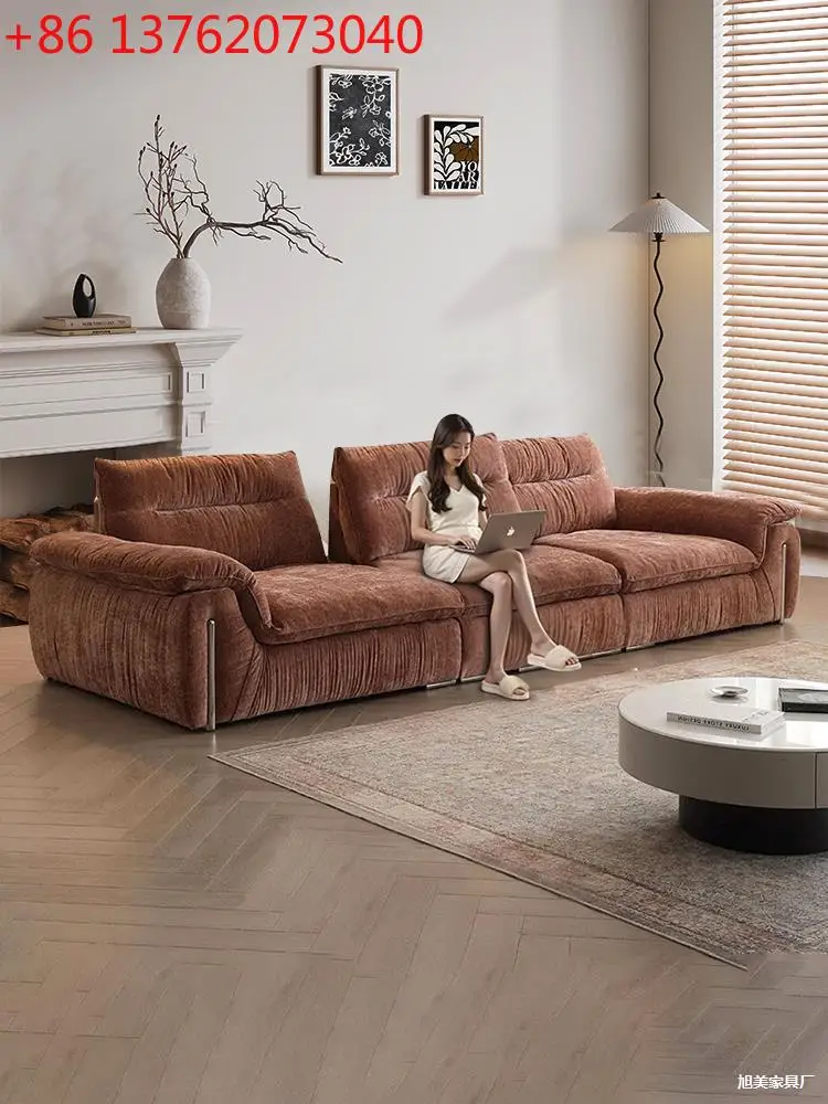 أريكة البرسيمون الحلوة العتيقة المغطاة بالفرنسية لغرفة المعيشة العائلية، صف مستقيم، أريكة مسند ظهر قابلة للتعديل #1