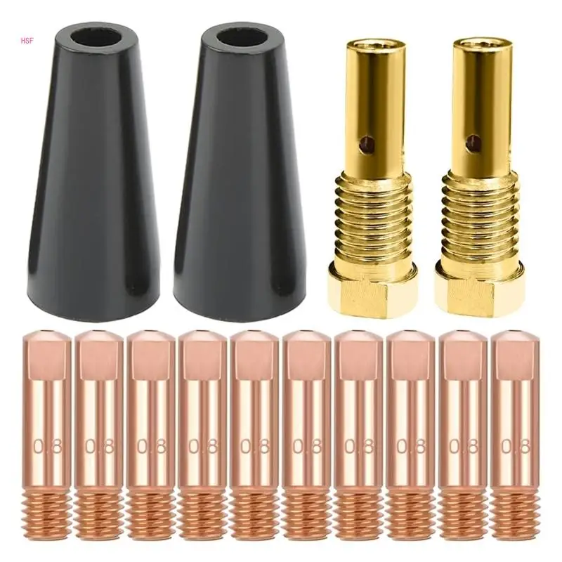 Flux Cores Gasless Nozzle Tips Kit Heat Resistant Replacement Gasless Nozzles MIG Welder Accessory Durable Brass Welding