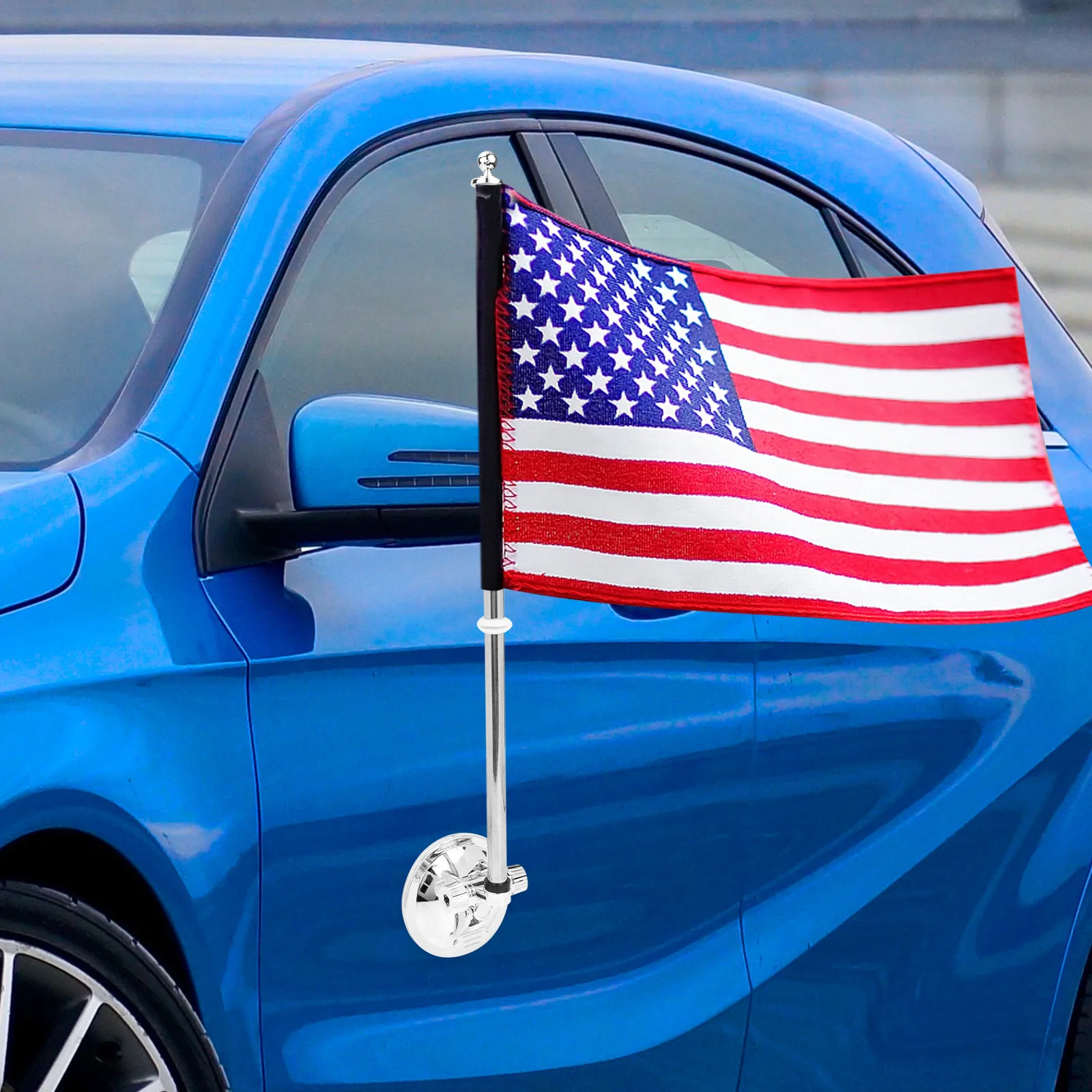 حامل سارية العلم المعدني مع كوب شفط لنافذة السيارة، دعامة عمود العلم متعددة الاستخدام للمعرضات والأحداث، حامل علم السيارة المتين
