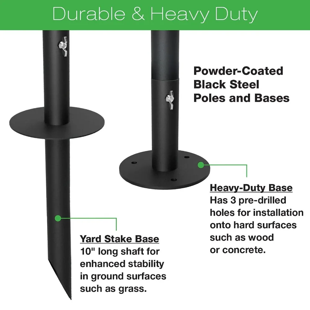 أقطاب إضاءة سلسلة بيسترو مكونة من قطعتين قابلة للتمديد حتى 10 أقدام معلقة للفناء الخارجي