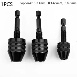 1/4in Chuck Keyless Drill Bit Hex Shank Adapter Converter Chuck Conversion For Self-Tighten Electric Drill Driver Aluminum Alloy