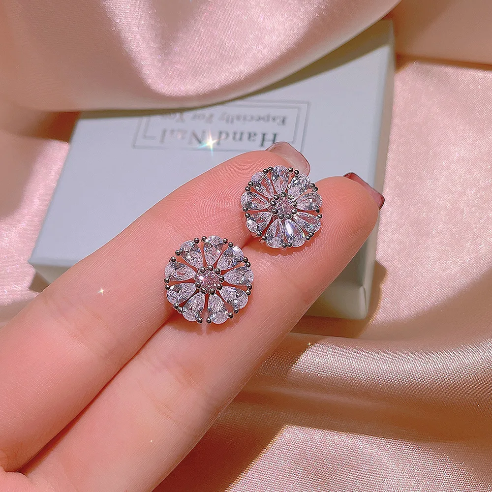 925 Sterling Silver High Quality Fashion Snow Flower White Zircon Jewelry Set Wedding Birthday Party Jewelry Gifts