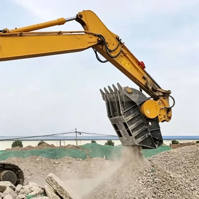 Rock Excavator Crusher Bucket Hydraulic Concrete Jaw Crushing Attachment Demolition Recycling Heavy Tool Equipment