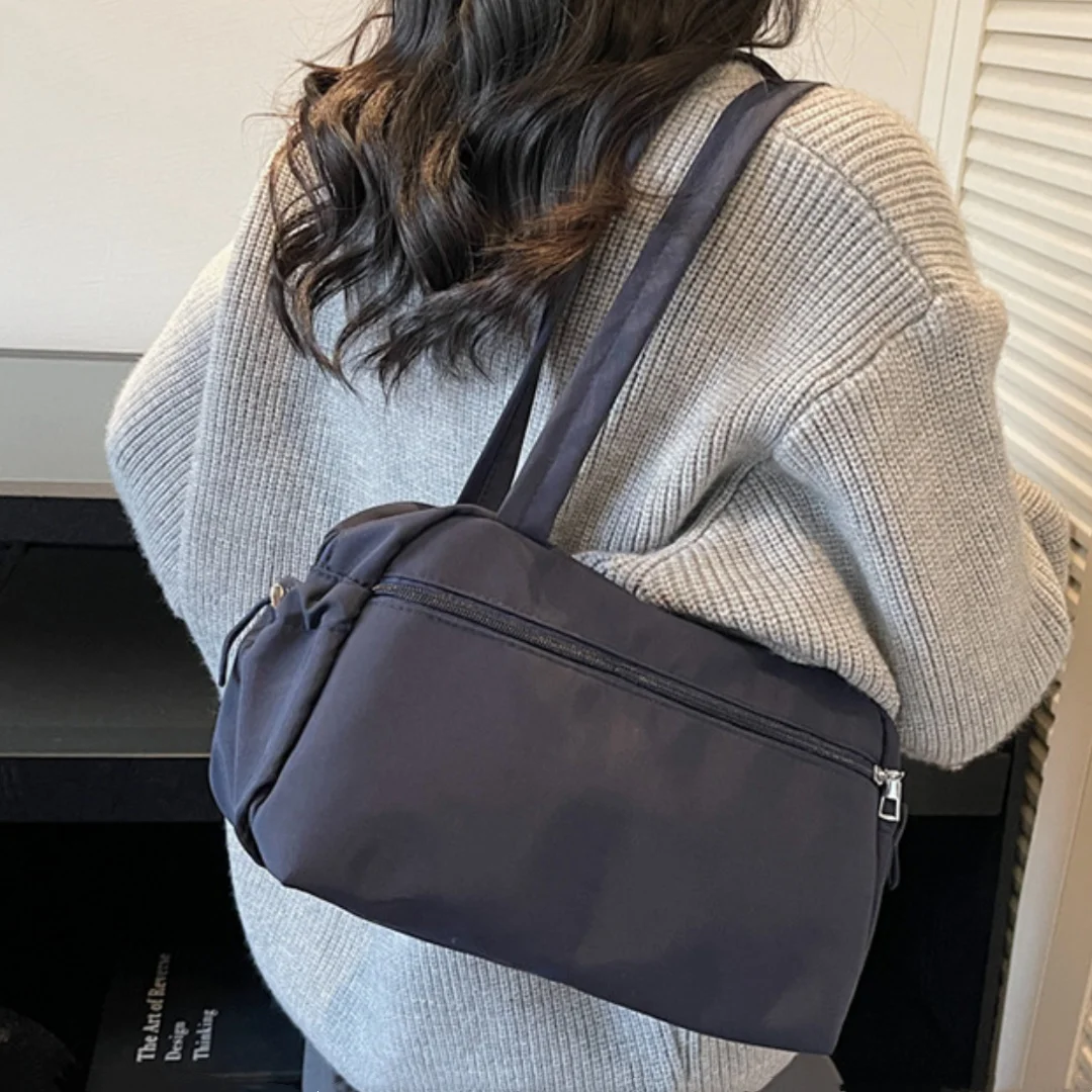 

Корейские винтажные сумки для женщин: модная нейлоновая сумка через плечо Y3K большой вместимости, однотонная сумка-тоут для ежедневных поездок на работу