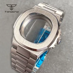 40mm Square Stainless Steel Brushed Watch Case Bracelet Sapphire for NH34 NH35 NH36 Movt Fit Nautilus Style Watch Accessories