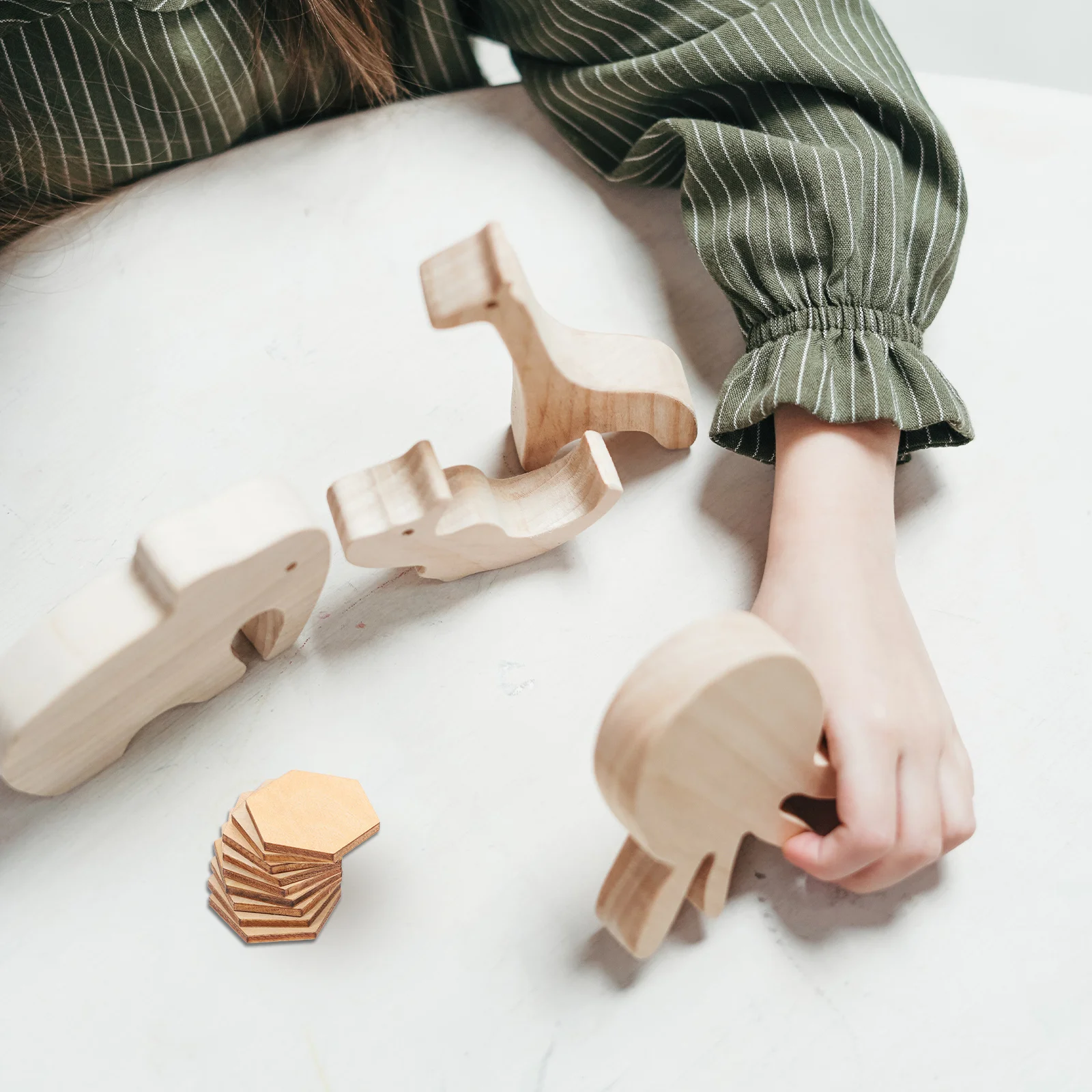 

100pc 30Mm Wood Slice Ornaments Wooden Hexagonal Pieces Diy Crafts Decorations For Wedding Birthday Christmas Parties