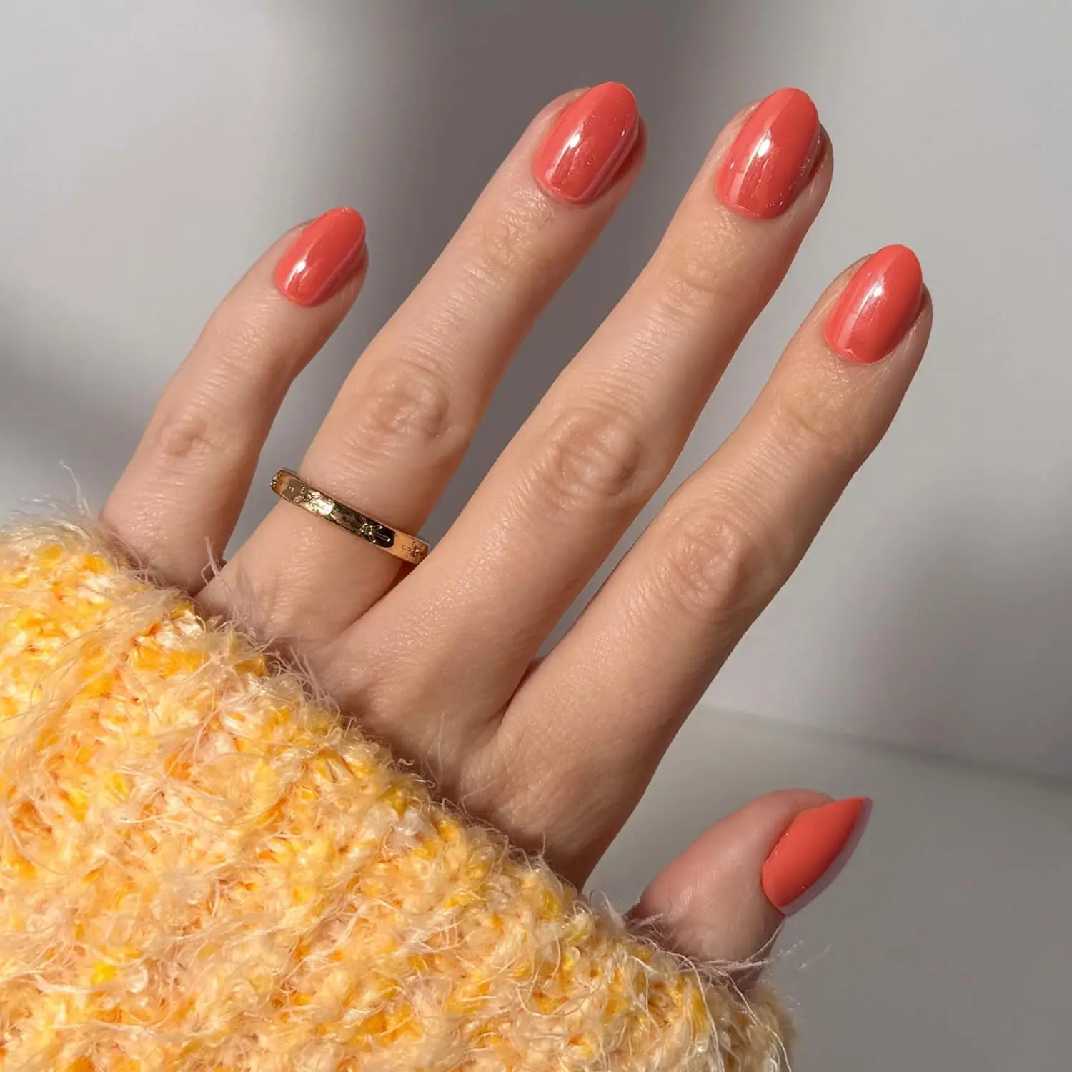 

Press On Nails Short Oval Lush Coral Glazed Finish, 30 Pcs Salon Quality Fake Nails with Glue, 15 Sizes
