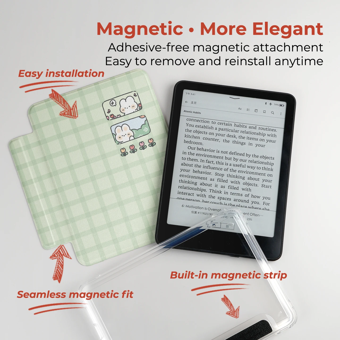 Twosheep suit for Kindle 11th Colosoft Paperwhite 12th 11th 10th 7th Magnetic Detachable Clear Back Auto Wake Sleep Cute Style