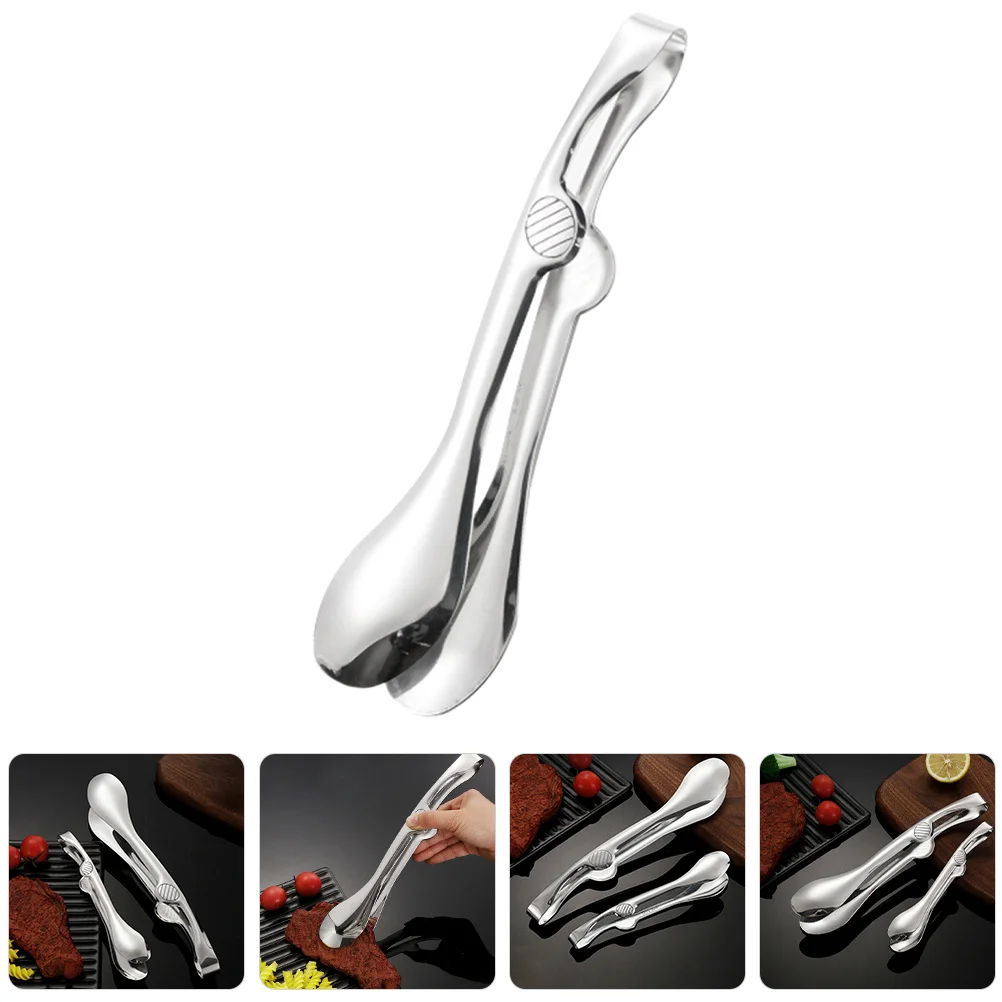

1pc Stainless Steel Food Tongs Kitchen Essential For Grilling Cooking Serving Bread Cake Salad Buffet Outdoor Barbecue Steak