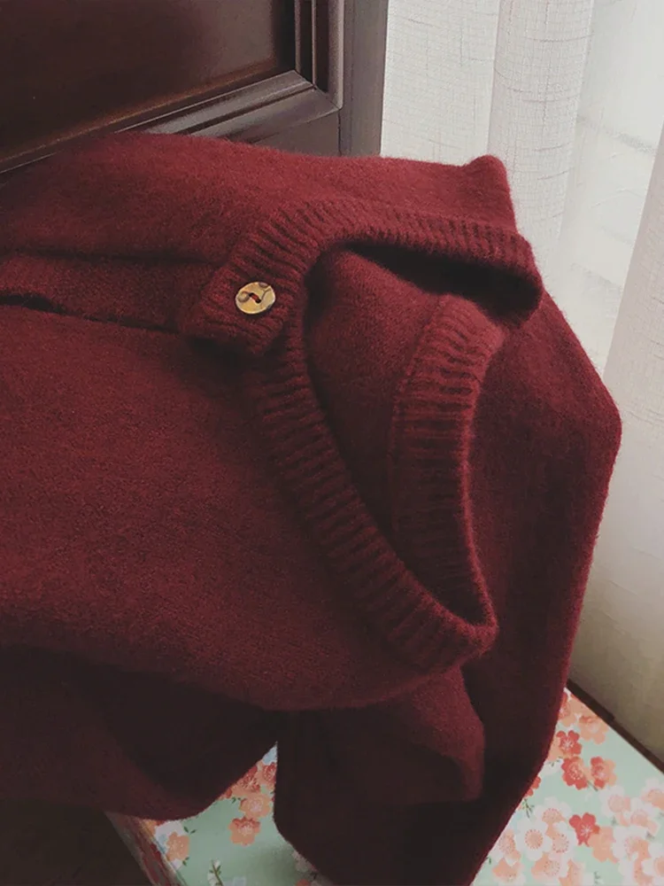 

Casual round Ne Camere Knitted Open Cardigan Women's Autumn Winter Outerwear Sweater Jaet Top Korean Sle Straight Cut