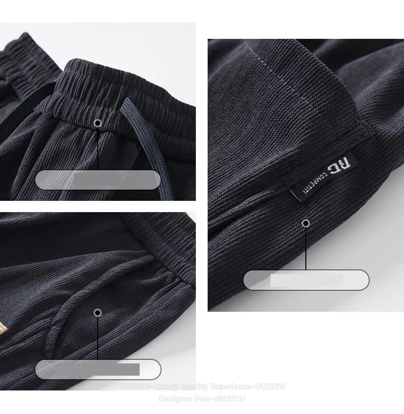 Herren-Cordhose für Herbst und Winter, locker geschnitten, gerade, mit Kordelzug, elastischem Bund, Streetwear-Mode, Baggy, lässige Hose, braun – Detail 4