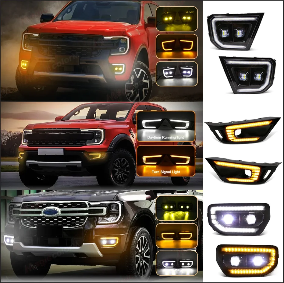 Luces antiniebla LED para Ford Ranger Raptor 2022 Tremor Wildtrak 2022 2023 2024 faro de parachoques delantero luces de circulación diurna DRL