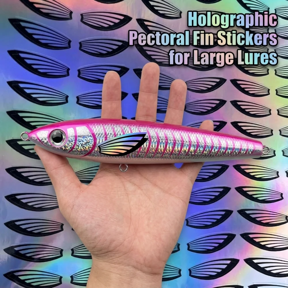 4cm Large Holographic Fishing Lure Pectoral Fin Stickers Waterproof PVC Reflective Wing Lure Sticker Craft Making Accessories