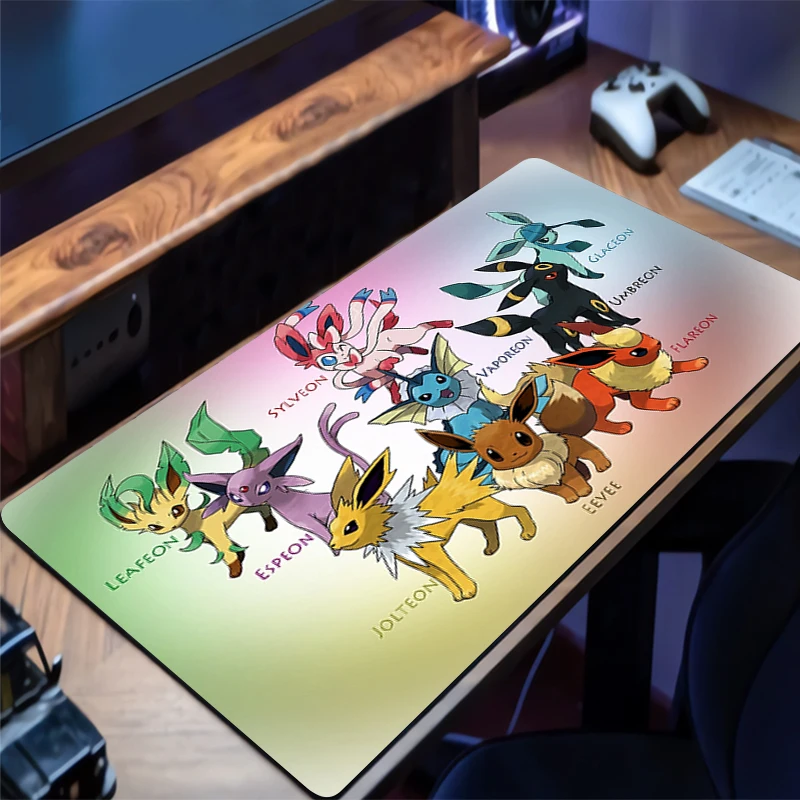

Красочный коврик для мыши, большой нескользящий удлиненный коврик для стола, резиновый коврик для мыши с изображением аниме Покемон, аксессуары для геймеров, игровой коврик для мыши для ноутбука