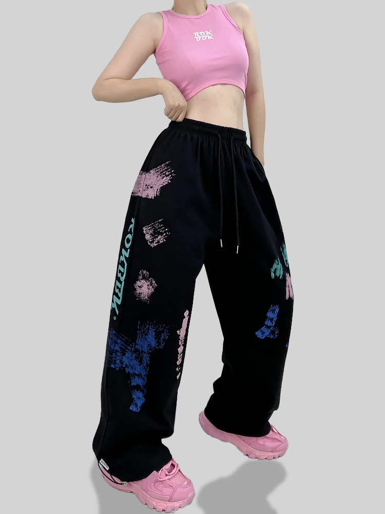 Black Street Dance Hiphop Sports Pants Jazz Dance  Pants Women's Dopamine Thin Style Costume Jazz Enfant Majorette Dance Outfits